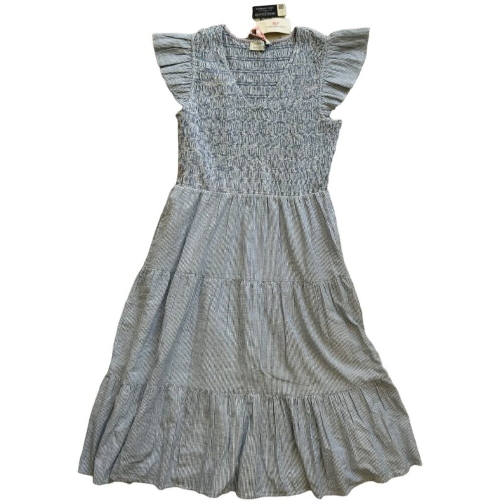 NWT Vineyard Vines x Kentucky Derby Blue & White Stripe Nap Dress Size L